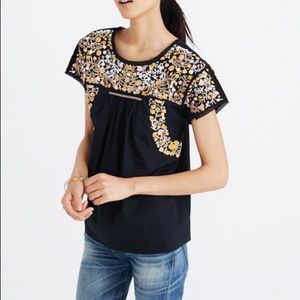 Madewell Springtime Top Floral Black Blouse E20